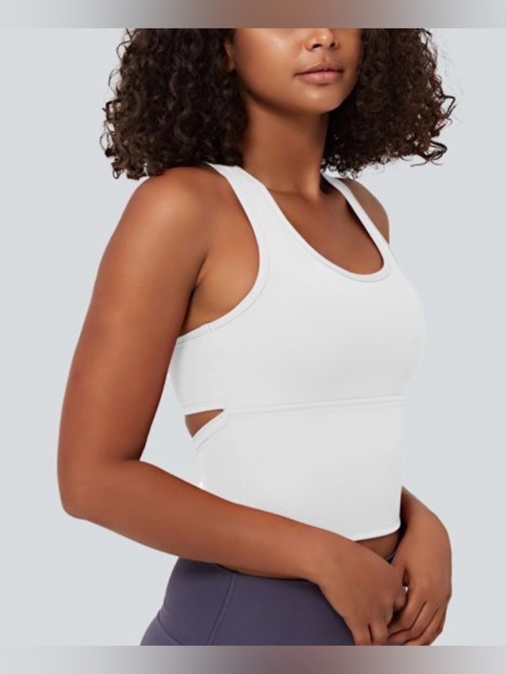 Halara SoftlyZero Plush U Neck Racerback Cut Out Cropped Tank Top
